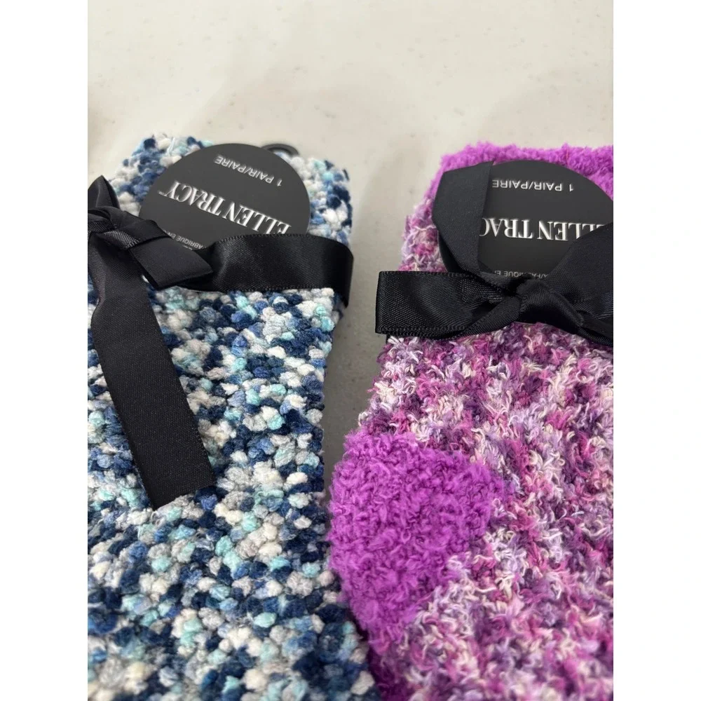 Ellen Tracy Cozy Socks Womens‎ Pack 3 Pink Wine Blue Purple